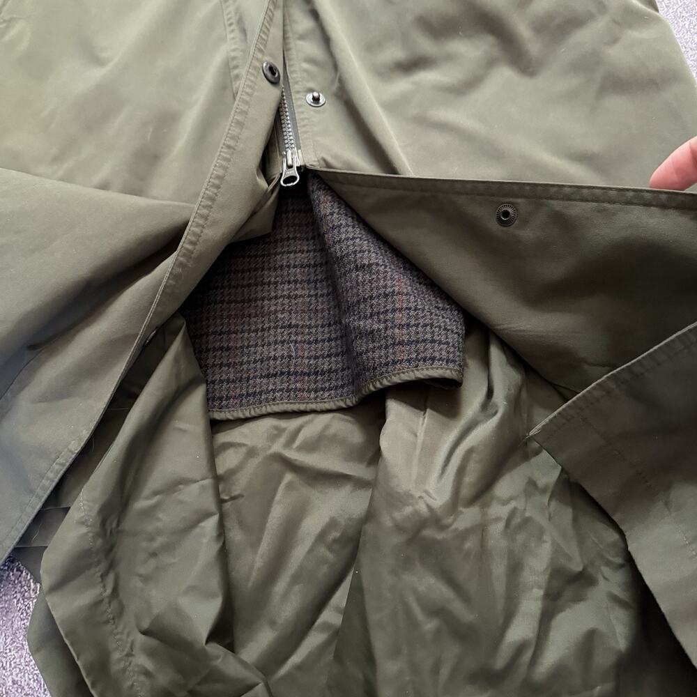 Women's L.L. Bean Wool Lined Dark Green Hooded Duster Trench Coat Jacket Sz M - Picture 3 of 4